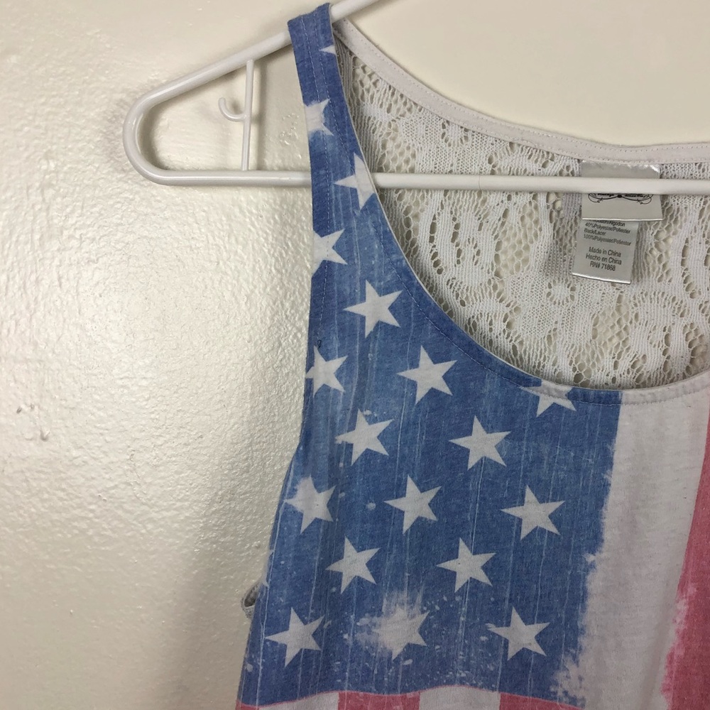 ✨Freeze American Flag Tank Top w/ Lace Back✨ - Picture 2 of 5